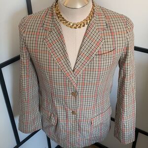 Vintage Liz Sport Blazer Womens 2P Houndstooth Cotton Academia Preppy 90s Career